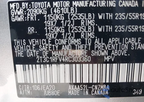 2024 Toyota Rav4 Xle Premium из США, поврежденный, VIN 2T3C1RFV4RC303360